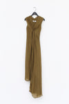 Marc Le Bihan Silk Chest Knot Tail Dress Collection Vegetable Dye MLB-2132-GANLANLV Olive Green